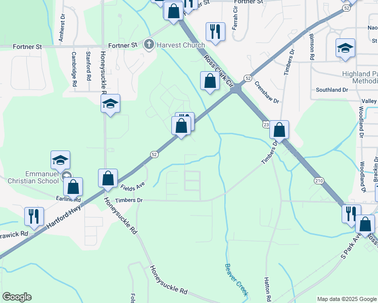 map of restaurants, bars, coffee shops, grocery stores, and more near 321 Camberly Court in Dothan