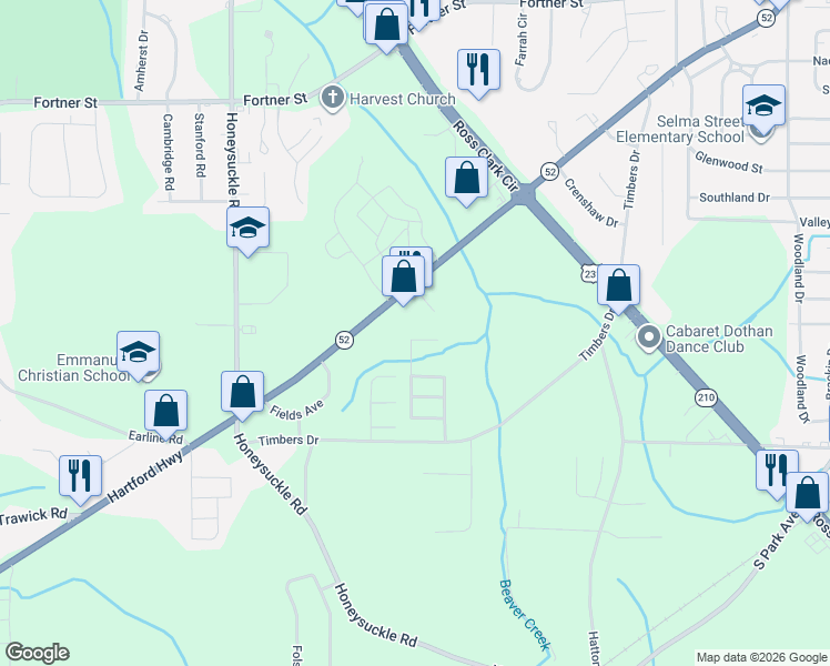 map of restaurants, bars, coffee shops, grocery stores, and more near 321 Camberly Court in Dothan