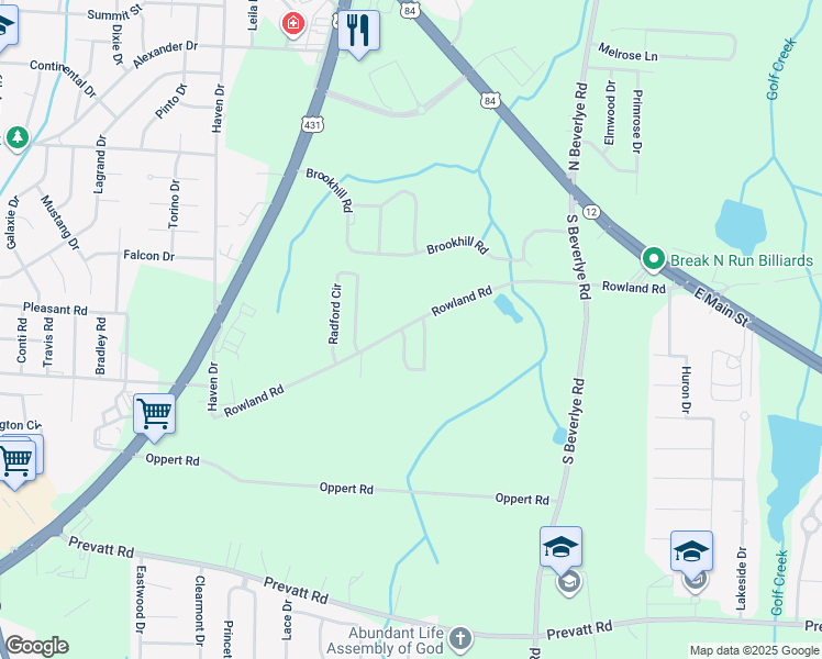 map of restaurants, bars, coffee shops, grocery stores, and more near 100 Tree Crest Road in Dothan