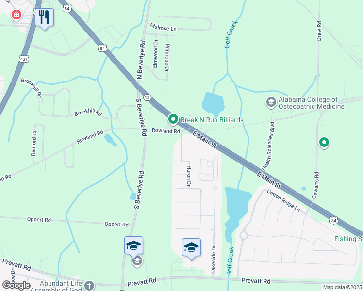 map of restaurants, bars, coffee shops, grocery stores, and more near Saint Lawrence Drive in Dothan