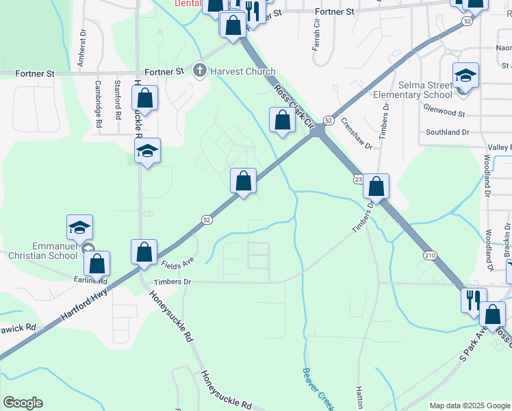 map of restaurants, bars, coffee shops, grocery stores, and more near 321 Camberly Court in Dothan