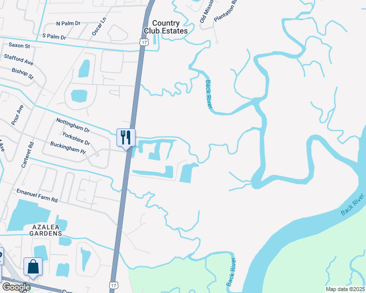 map of restaurants, bars, coffee shops, grocery stores, and more near 245 Pine Island Drive in Brunswick