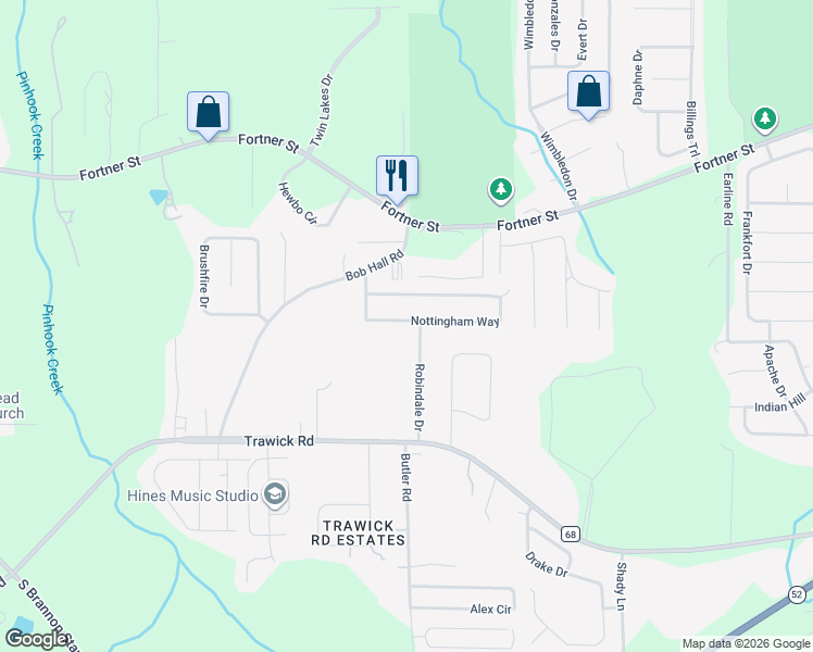 map of restaurants, bars, coffee shops, grocery stores, and more near 3031 Nottingham Way in Dothan