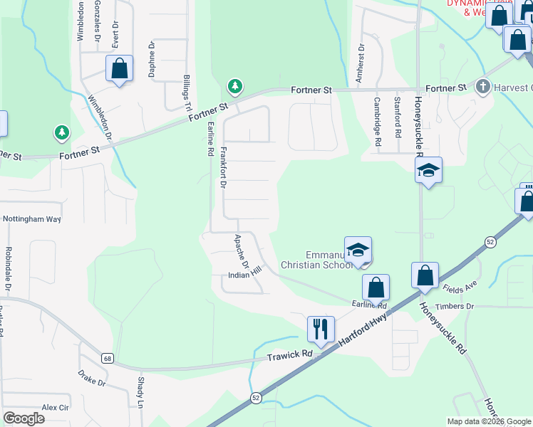 map of restaurants, bars, coffee shops, grocery stores, and more near 719 Frankfort Drive in Dothan