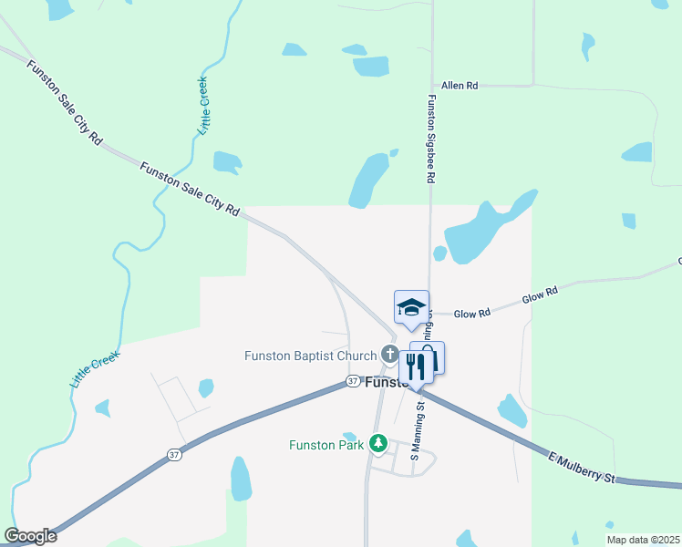 map of restaurants, bars, coffee shops, grocery stores, and more near 244 Funston Sale City Road in Moultrie