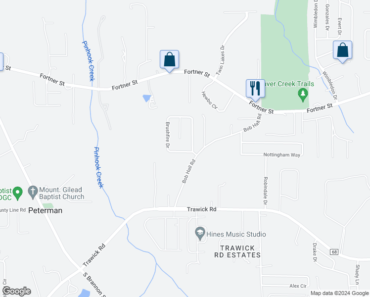 map of restaurants, bars, coffee shops, grocery stores, and more near 339 Brushfire Drive in Dothan
