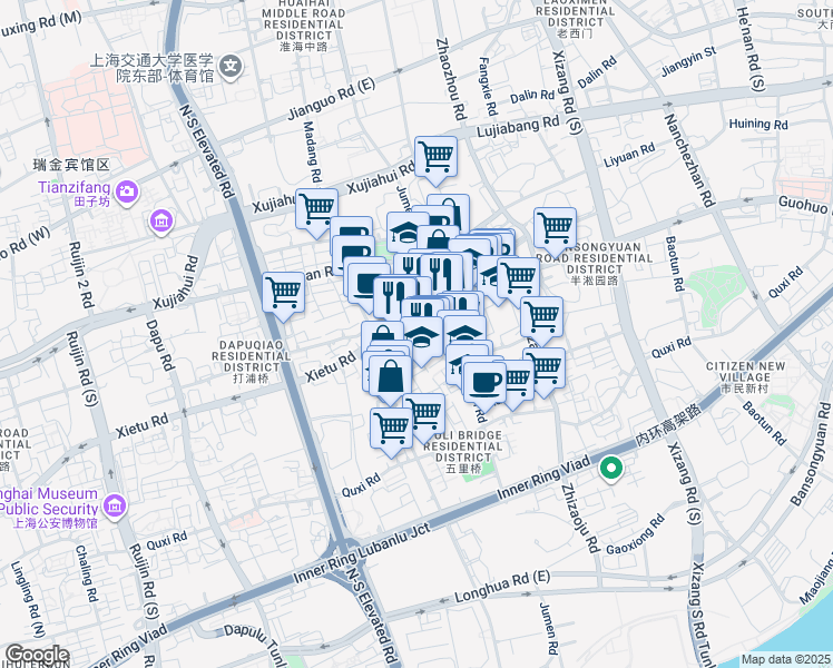 map of restaurants, bars, coffee shops, grocery stores, and more near in 