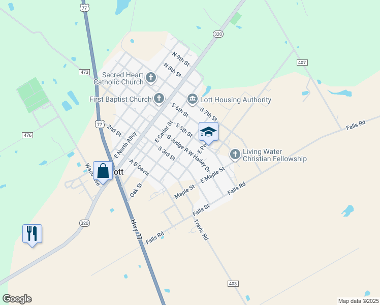 map of restaurants, bars, coffee shops, grocery stores, and more near 498 South Judge Hailey Drive in Lott