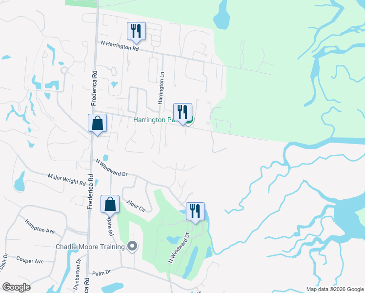 map of restaurants, bars, coffee shops, grocery stores, and more near 123 Petty Lane in Saint Simons Island