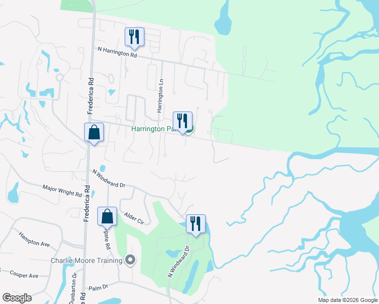 map of restaurants, bars, coffee shops, grocery stores, and more near 123 Petty Lane in St. Simons Island