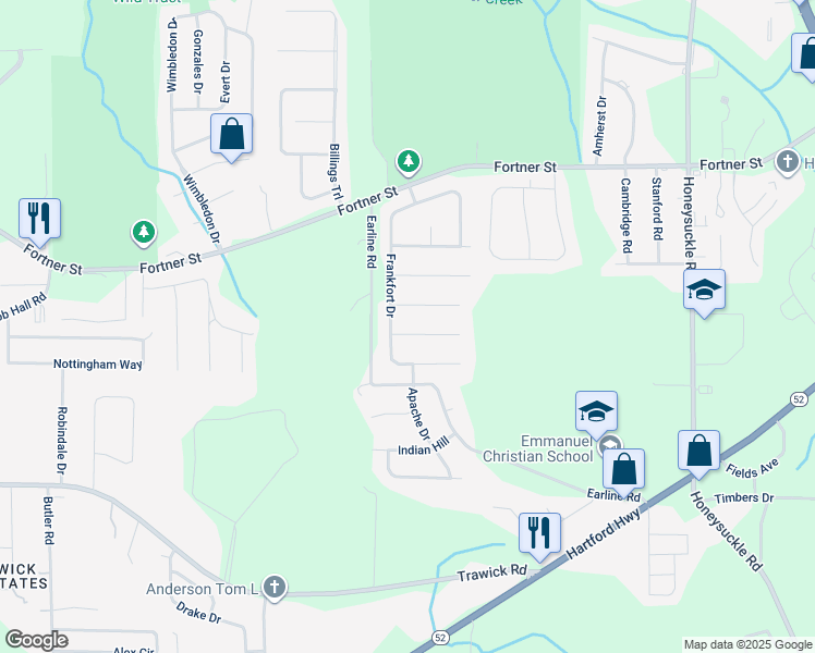 map of restaurants, bars, coffee shops, grocery stores, and more near 105 Winthrop Court in Dothan