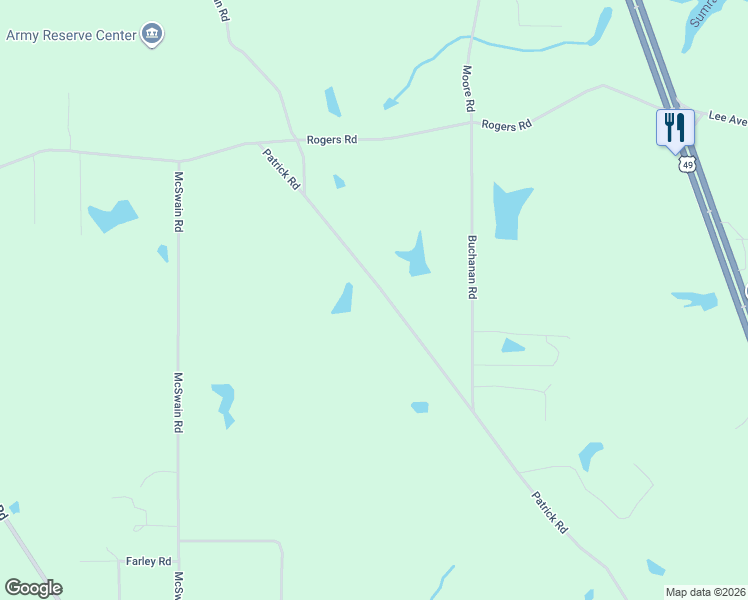 map of restaurants, bars, coffee shops, grocery stores, and more near 387 Patrick Road in Hattiesburg