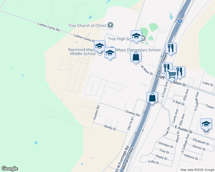 map of restaurants, bars, coffee shops, grocery stores, and more near 913 Oxford Lane in Troy