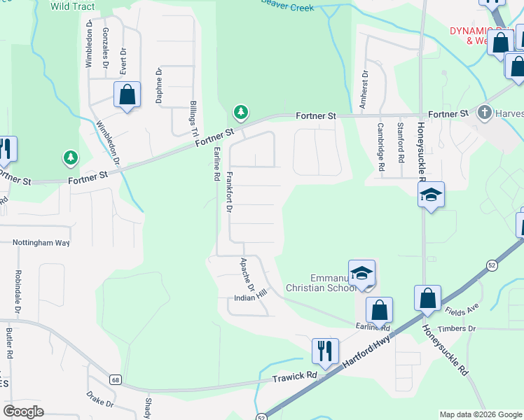 map of restaurants, bars, coffee shops, grocery stores, and more near 125 Lawrenceburg Court in Dothan