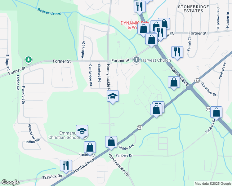 map of restaurants, bars, coffee shops, grocery stores, and more near 116 Coral Lane in Dothan