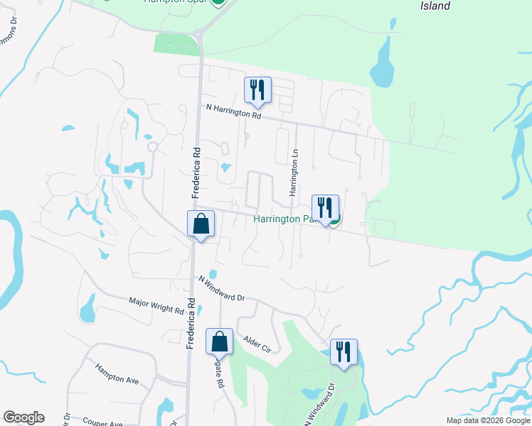 map of restaurants, bars, coffee shops, grocery stores, and more near 203 Villager Drive in St. Simons Island