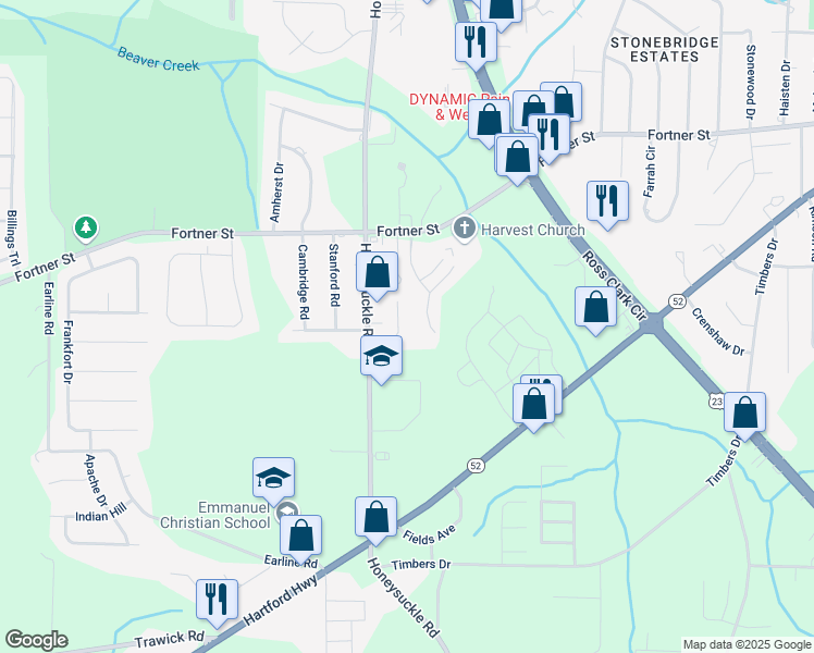 map of restaurants, bars, coffee shops, grocery stores, and more near 136 Coral Lane in Dothan