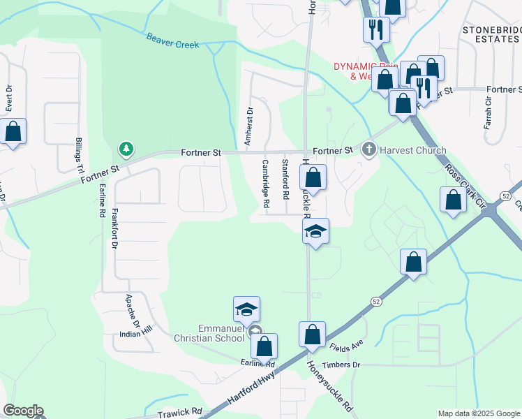 map of restaurants, bars, coffee shops, grocery stores, and more near 1318 Cambridge Road in Dothan