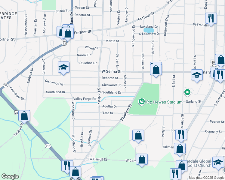 map of restaurants, bars, coffee shops, grocery stores, and more near 1010 Southland Dr in Dothan