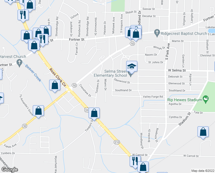 map of restaurants, bars, coffee shops, grocery stores, and more near 111 Miami Drive in Dothan