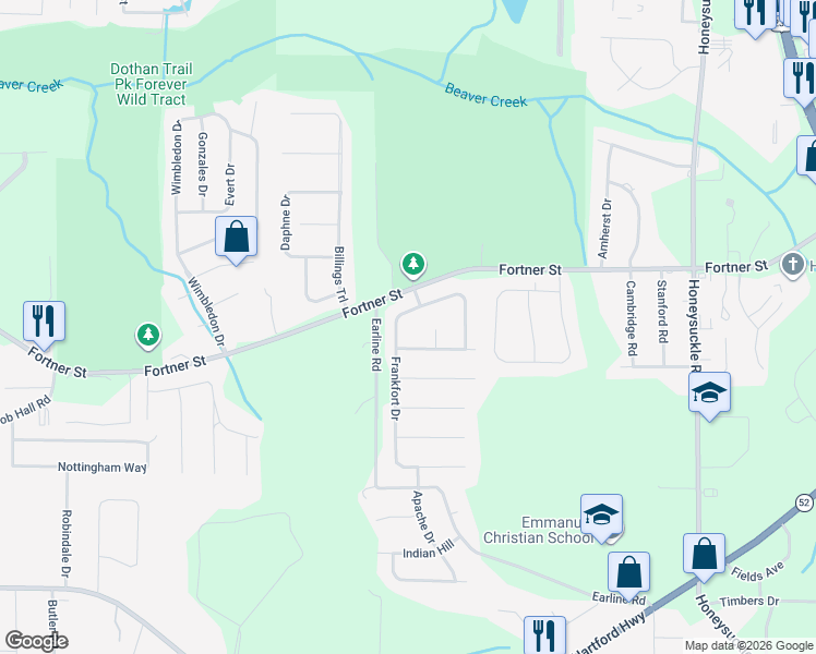 map of restaurants, bars, coffee shops, grocery stores, and more near 101 Frankfort Drive in Dothan