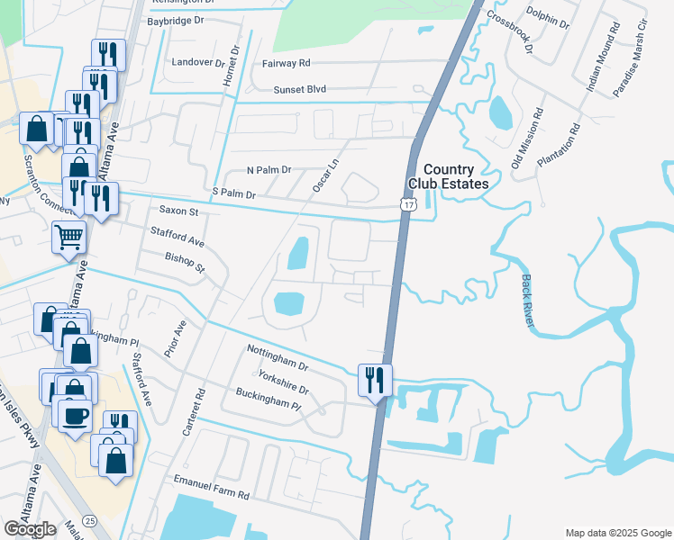 map of restaurants, bars, coffee shops, grocery stores, and more near 197 Cardinal Road in Brunswick