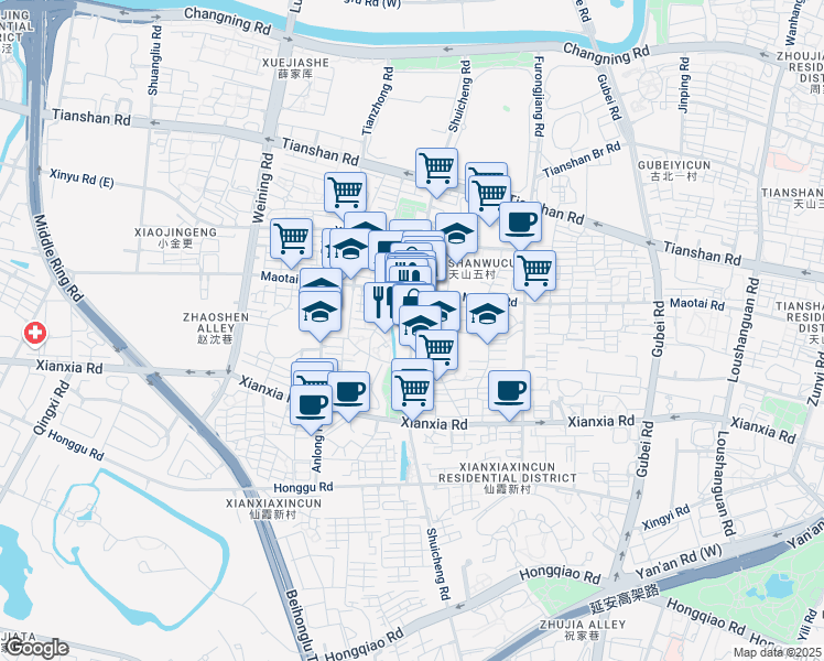 map of restaurants, bars, coffee shops, grocery stores, and more near in 