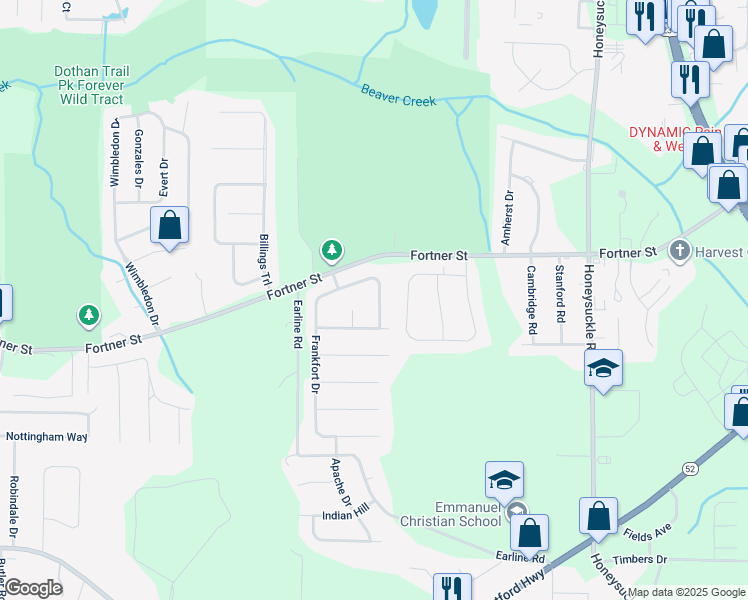map of restaurants, bars, coffee shops, grocery stores, and more near 128 Brockton Court in Dothan