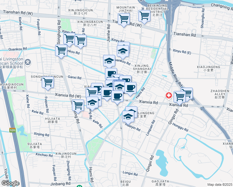 map of restaurants, bars, coffee shops, grocery stores, and more near in 