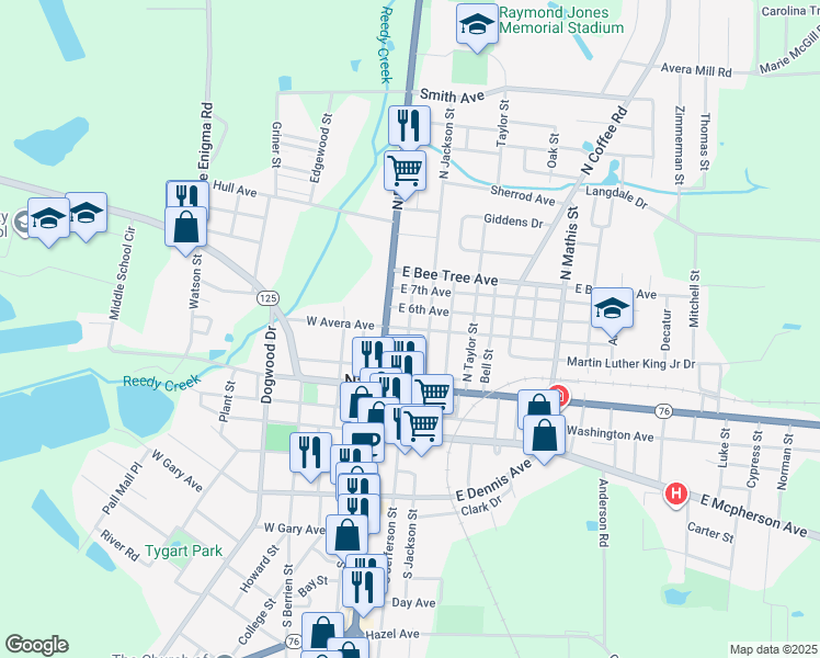 map of restaurants, bars, coffee shops, grocery stores, and more near North Jefferson Street in Nashville