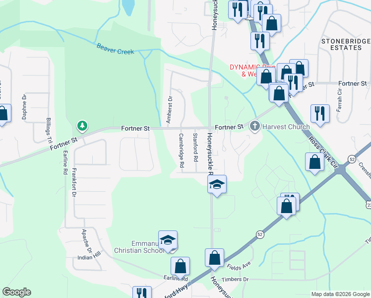 map of restaurants, bars, coffee shops, grocery stores, and more near 1309 Cambridge Road in Dothan