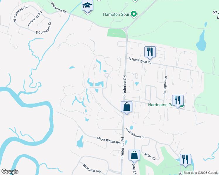 map of restaurants, bars, coffee shops, grocery stores, and more near 123 Dodge Road in St. Simons Island