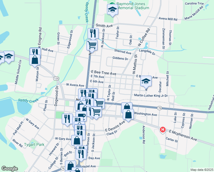 map of restaurants, bars, coffee shops, grocery stores, and more near 442 East Avera Avenue in Nashville