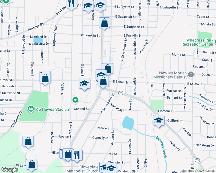 map of restaurants, bars, coffee shops, grocery stores, and more near 112 West Cottonwood Road in Dothan