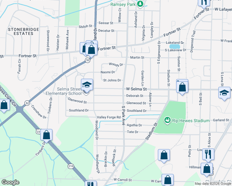 map of restaurants, bars, coffee shops, grocery stores, and more near 1512 South Park Avenue in Dothan