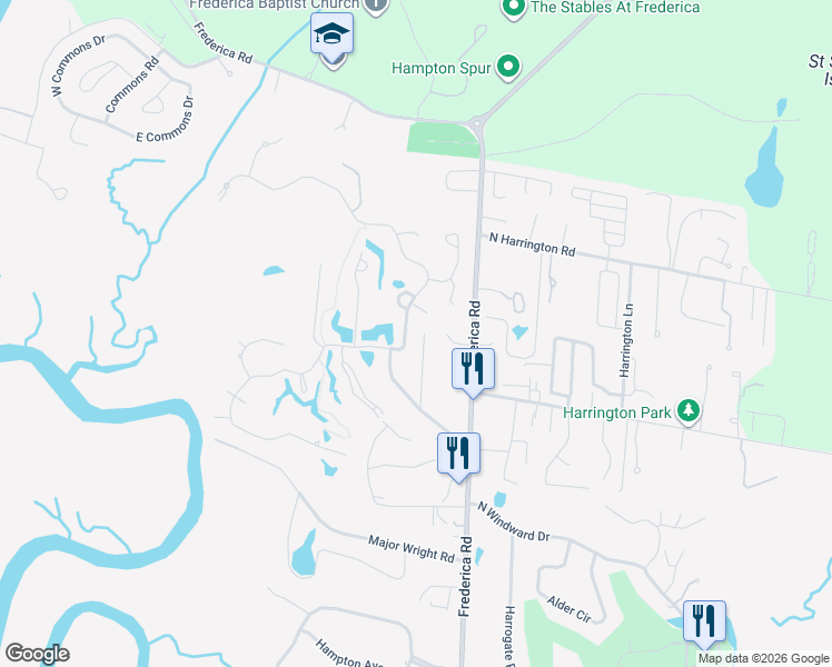map of restaurants, bars, coffee shops, grocery stores, and more near 123 Dodge Road in St. Simons Island