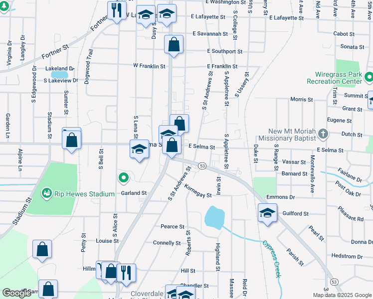 map of restaurants, bars, coffee shops, grocery stores, and more near 112 West Cottonwood Road in Dothan