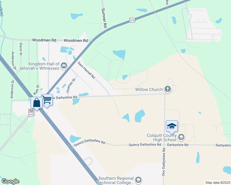 map of restaurants, bars, coffee shops, grocery stores, and more near 1002 Doc Darbyshire Road in Norman Park