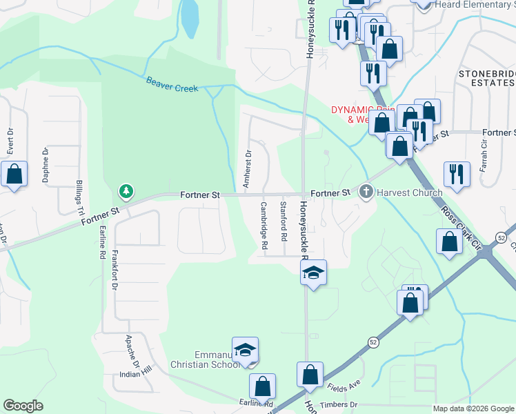 map of restaurants, bars, coffee shops, grocery stores, and more near 3101-3199 Fortner Street in Dothan