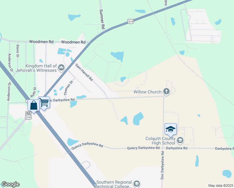 map of restaurants, bars, coffee shops, grocery stores, and more near 1002 Doc Darbyshire Road in Norman Park