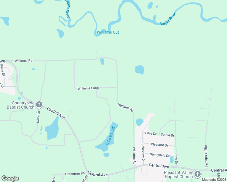 map of restaurants, bars, coffee shops, grocery stores, and more near 498-598 Williams Loop in Waycross