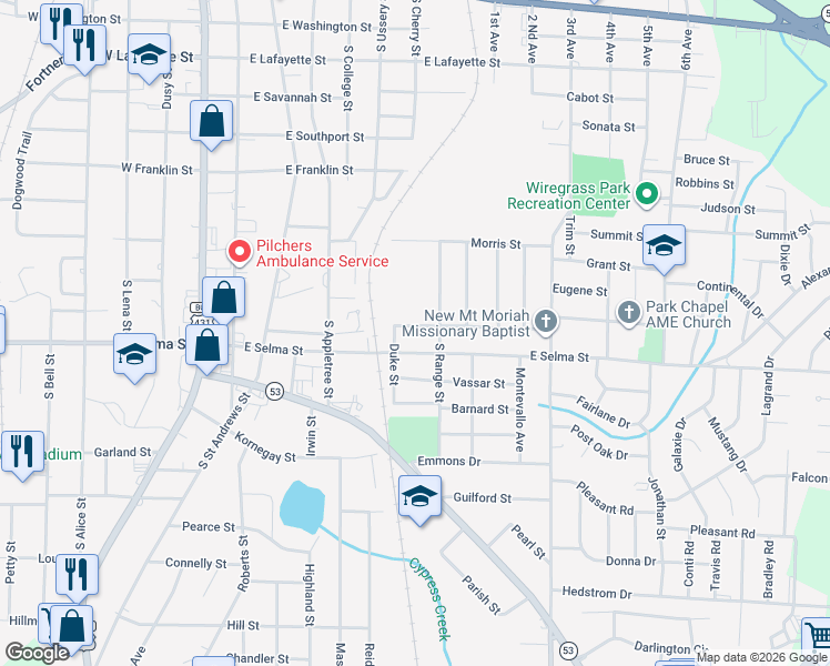 map of restaurants, bars, coffee shops, grocery stores, and more near 512 Dutch Street in Dothan