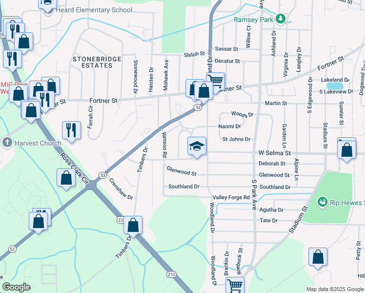 map of restaurants, bars, coffee shops, grocery stores, and more near 111 W Marion Dr in Dothan