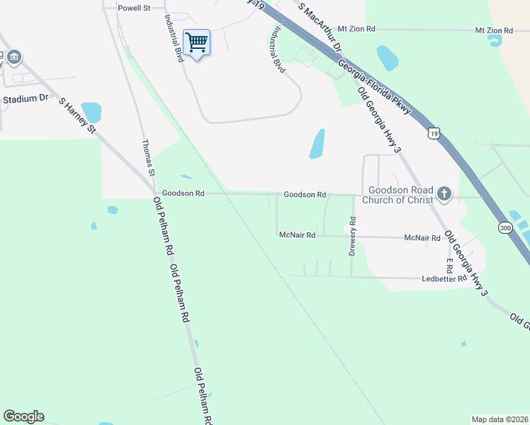 map of restaurants, bars, coffee shops, grocery stores, and more near 3856 Bessie Lane in Camilla