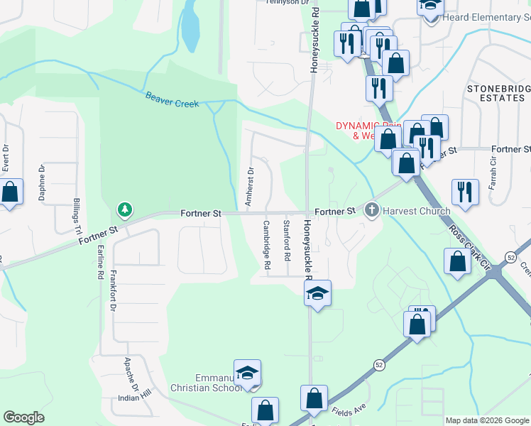 map of restaurants, bars, coffee shops, grocery stores, and more near 3101 Fortner Street in Dothan