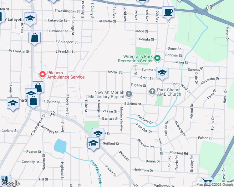 map of restaurants, bars, coffee shops, grocery stores, and more near 801 Dutch St in Dothan