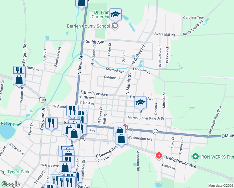 map of restaurants, bars, coffee shops, grocery stores, and more near 801 East Bee Tree Avenue in Nashville