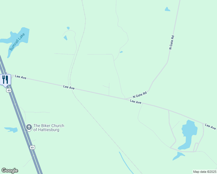 map of restaurants, bars, coffee shops, grocery stores, and more near 11 Nicole Drive in Hattiesburg
