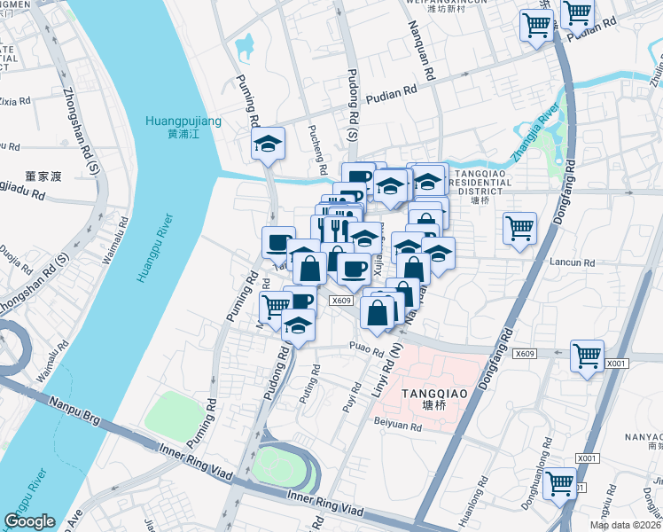 map of restaurants, bars, coffee shops, grocery stores, and more near in 