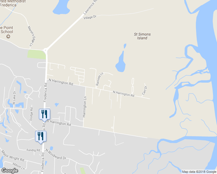 map of restaurants, bars, coffee shops, grocery stores, and more near 118 Simonton Way in Saint Simons Island